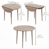 Folding Dining Table, Round Drop Leaf Kitchen Table for Small Spaces with Wood Legs