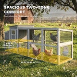 Grand poulailler, maison pour poules en bois avec enclos couvert, plateau coulissant