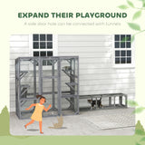 Outdoor Cat Enclosure with 6 Jumping Platforms, Large Front Door for 1-3 Cats, 59