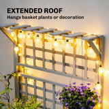 Wooden Raised Garden Bed with Trellis and Roof, Elevated Planter Box with 2 Shelves
