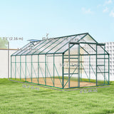 16' x 8' Aluminum Polycarbonate Greenhouse Walk-in Garden Greenhouse Kit with Adjustable Roof Vent