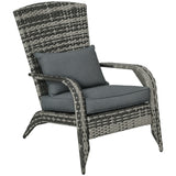 Chaise Adirondack patio osier, dossier courbé haut et accoudoirs confortables pour terrasse jardin