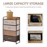 Dresser with 5 Drawers, Chest of Drawers with Metal Frame, Fabric Dresser for Living Room