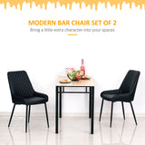 Chaises de cuisine rembourrées, lot de 2 chaises de salle à manger modernes avec capitonnage en losange et pieds en acier pour salle à manger