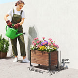 Raised Garden Bed with Wheels & Drainage Holes
