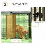 Outdoor Dog Kennel, Lockable Pet Playpen Crate with Top Cover