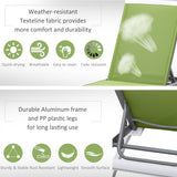 Outdoor Chaise Lounge Chair, Patio Aluminum Tanning Chair with 5-Level Adjustable Back, Portable Wheels, Breathable Mesh Fabric