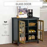 Kitchen Sideboard, Glass Door Buffet Cabinet, Accent Storage Cabinet with 2 Glass Doors and Adjustable Shelf for Dining Room