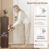 Shoe Cabinet with 2 Flip Drawers Narrow Shoe Storage Cabinet with Top Shelf for Entryway Hallway