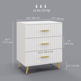 4 Drawer Cabinet, Chest of Drawers with Aluminium Legs and Gold Handles