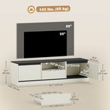 Meuble Télé pour Téléviseur 55-60 Pouces, Centre de Divertissement avec Armoires, Tablette, Tiroir et Gestion des Câbles pour Salon