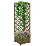 Jardinière Surélevée Bois avec Treillis pour Plantes Grimpantes, 16