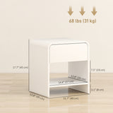 Nightstand Set of 2, Modern Bedside Table with Rounded Corners, Nightstand with Drawer and Open Shelf
