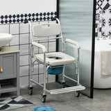 3-in-1 Shower Commode Wheelchair, Transport Beside Commode Chair with Padded Seat for the Elderly