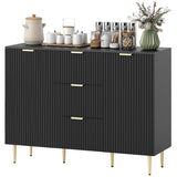 Armoire de Rangement de Cuisine Moderne, Buffet Bahut avec 3 Tiroirs et Étagères Ajustables pour Cuisine Couloir