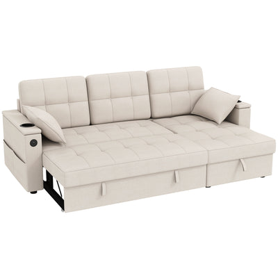 Convertible Sectional Sofa Bed, Chaise Storage