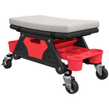 Rolling Garage Stool with Wheels, 300 LBS Capacity Padded Mechanic Stool with Tool Trays Storage
