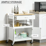 Kitchen Cart, Small Kitchen Island with Storage Drawer & Side Hooks for Dining Room