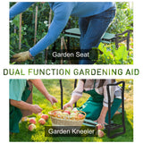Garden Kneeler and Seat Stool, Folding Gardening Stool Kneeling Chair with Thicken Pad and Handles