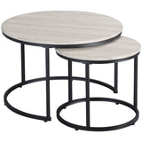 Nesting Coffee Tables Set of 2, Round Coffee Table with Metal Frame