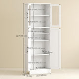 Armoire de salle de bain haute avec portes vitrées, unité économe d'espace avec tablettes ajustables, rangement autoportant