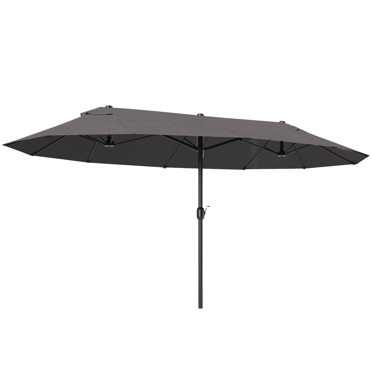 15' Outdoor Patio Umbrella with Twin Canopy Sunshade Steel Table Umbrella with Lift Crank
