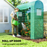 Mini serre, serre de jardin portable avec porte roulante et fenêtres en mailles, 6' x 2' x 6,6'