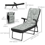 Outdoor Lounge Chair with Padded Cushion, Folding Reclining Patio Garden Chair with Recline Back, Footrest