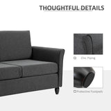 2-Seat Sofa Two-Seater Couch with Armrests and Wood Legs for Living Room