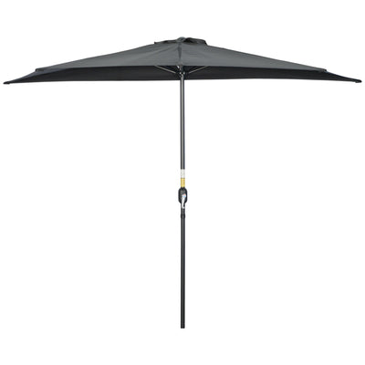 9.8ft Half Umbrella Semi Round Patio Parasol with Crank Handle