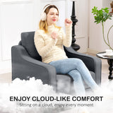 Armchair, Modern Accent Chair with Pocket Spring, Linen Upholstered, Thick Padded