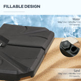 4 Piece Umbrella Base Stand Cantilever Offset Patio Umbrella Weight Plates w/ U Locking, 123 lb Capacity Water or 158 lb Capacity Sand