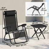Zero Gravity Chair Set of 2 Patio Chair with Side Table Cupholders and Pillows for Pool