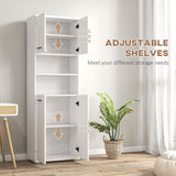 Bathroom Cabinet, Freestanding Linen Cabinet with Open Shelves and Cupboards, 23.6