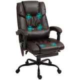 6-Point Vibration Massage Chair, Height Adjustable Reclining Computer Chair with Retractable Footrest