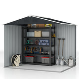 8' x 6' Outdoor Storage Shed, Metal Garden Tool Storage House with Lockable Sliding Doors and Vents