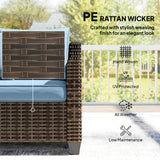 PE Wicker Outdoor Couch Sofa, 4-Seater Modular Patio Furniture Lounge Set with 2 Loveseats