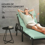 Patio Chaise Lounge Chair Cushion Replacement Sun Lounger Pad with Headrest and Ties