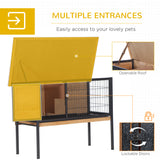 Rabbit Hutch, Wooden Bunny Cage Indoor Outdoor Bunny Hutch with Tray and Openable Water-Resistant Roof