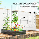 6' x 3' x 1' Raised Garden Bed with 2 Trellis Tomato Cages, Steel Frame Elevated Planter Box