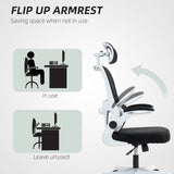 Mesh Office Chair, Ergonomic Desk Chair with Flip-up Armrest, Rotatable Headrest, Adjustable Lumbar Support