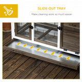 Rabbit Cage with Wheels, Tray for Indoor Outdoor
