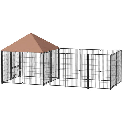 Outdoor Dog Kennel with Rotating and Adjustable Height Bowls