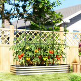 Galvanised Raised Garden Bed with Arched Trellis, 7 x 4 x 7ft Metal Outdoor Planter Box with Open Bottom
