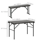 Table de pique-nique pliante avec 2 bancs, ensemble de pique-nique extérieur portable 3 pièces pour 4, cadre en acier pour jardin