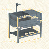 Wooden Tortoise House Habitat with Shelf, Light Support Frame, Tray for Indoor Use, 33