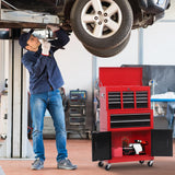 6-Drawer Rolling Tool Chest, 2 in 1 Lockable Storage Cabinet with Hooks, Metal Tool Box for Garage
