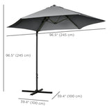 8.5FT Offset Patio Umbrella with 360° Rotation, Outdoor Cantilever Roma Parasol Hanging Sun Shade Canopy Shelter with Cross Base