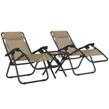 Zero Gravity Chair Set of 2 Patio Chair with Side Table Cupholders and Pillows for Pool