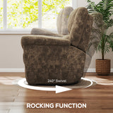 Power Recliner Chair, Fabric Upholstered Recliner Chair with USB Ports, Swivel and Rocking Function, Footrest